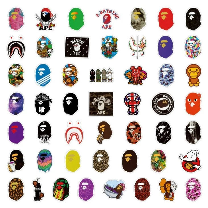 50pcs Ape Head graffiti stickers - diy motorcycle refrigerator notebook waterproof sticker