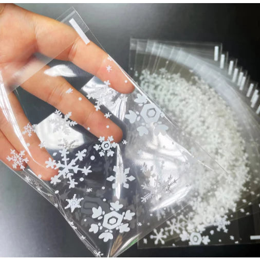 100pcs Snow Flakes Biscuit Cookies and Candies Food Packaging Plastic Bags