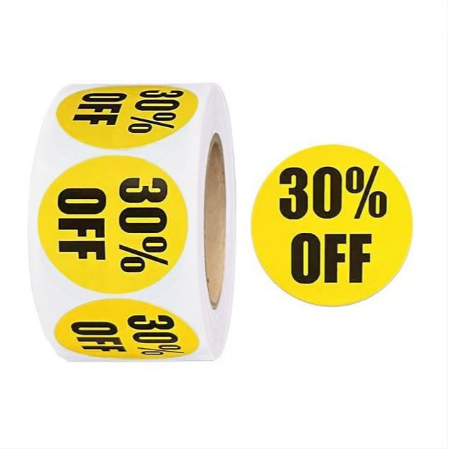 1 Roll Percent Off Round Sticker 1 Inch 10% 20% 30% 40% 50% Marking Labels 500 Count/Roll