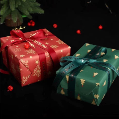 10 Sheets/roll CHRISTMAS Kraft Gift Wrapper Christmas Gift Present Paper Gift paper