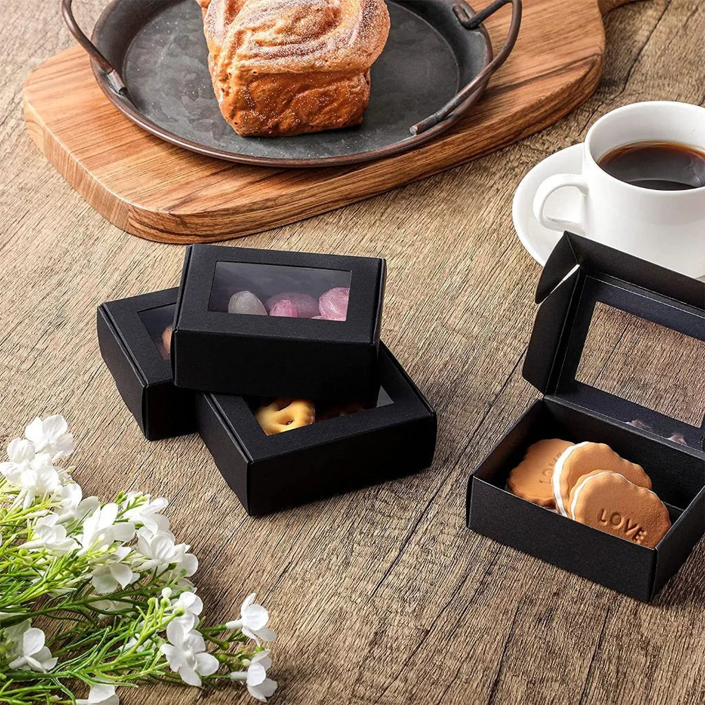 10pcs Mini Kraft Paper Box W/ Window jewelry box handmade soap paper box Packaging Boxes