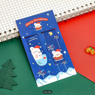 2pcs Christmas Magnetic Bookmark Student Christmas Magnetic Suction Book Page Clip