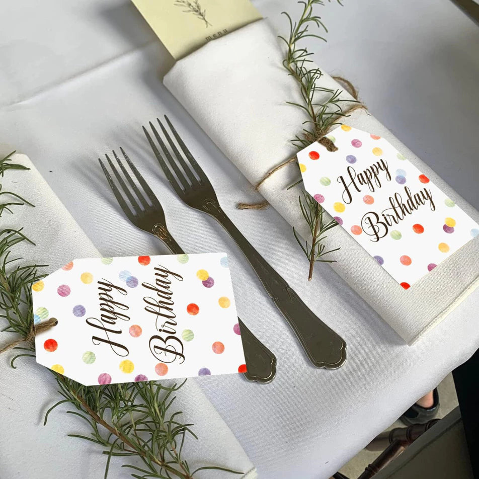 100pcs Happy Birthday Tag with Rope gift Packaging tag Decoration Souvenir tag