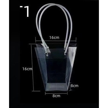 1pc Transparent PVC Tote Bag Flower Bouquet Packaging Bag Clear Handbags