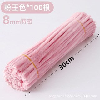 | 100PCS 8mm Fuzzy Wire Colored Chenille Wires Fluffy Sticks Stems Twist Tie for Kids
