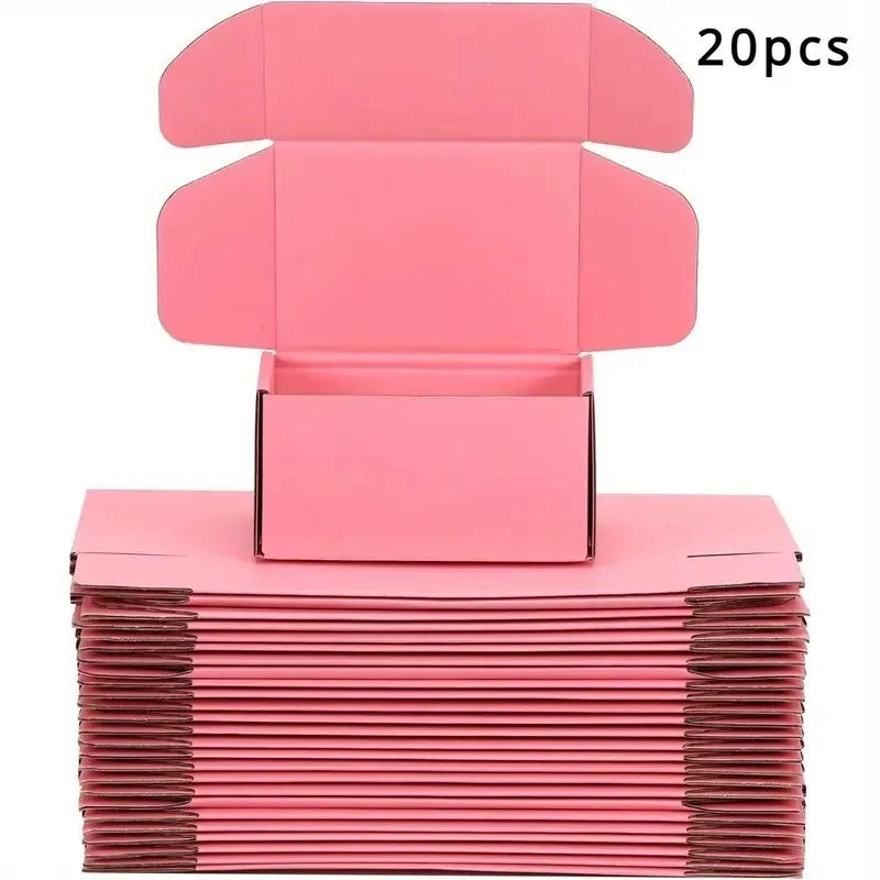 20pcs T1 Pink Corrugated Cardboard - Durable & Foldable Mailer Boxes with Secure Lid