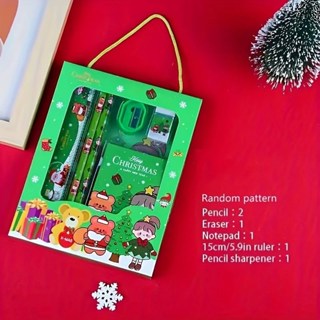 5pcs | 6in1 Christmas Stationery set pencil Sharpener Eraser Ruler Se
