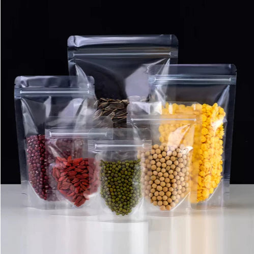 (50pcs) STAND UP POUCH | Clear Resealable Zip Lock Bag