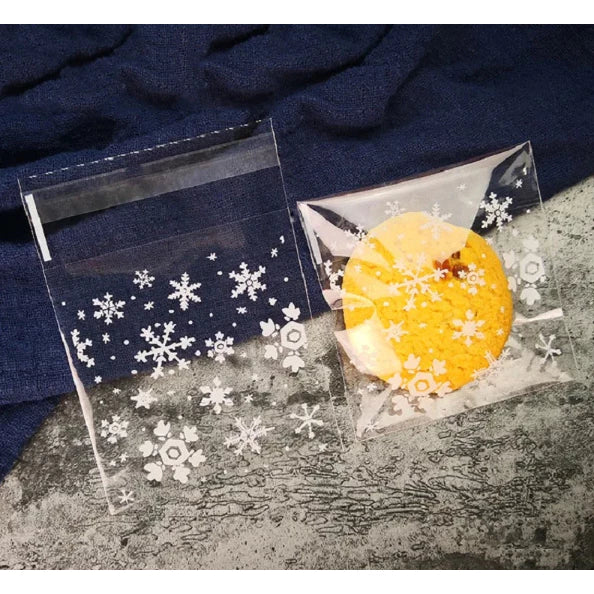 100pcs Snow Flakes Biscuit Cookies and Candies Food Packaging Plastic Bags