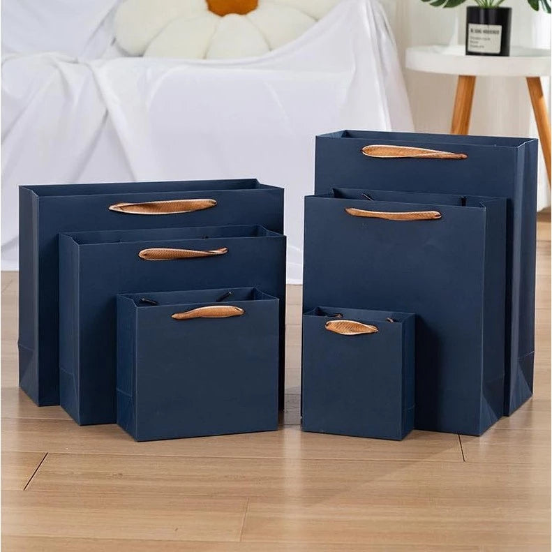 1 Pc (DARK BLUE) Gift Bag with Handles Craft Package Paper Gift Box Jewelry Birthday Packing Bags