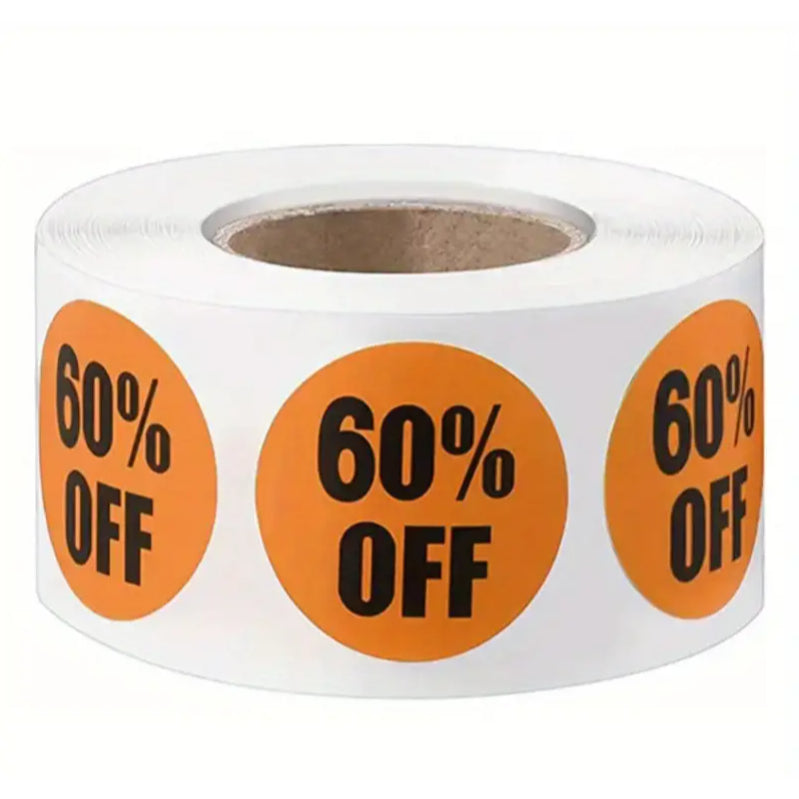 1 Roll Percent Off Round Sticker 1 Inch 10% 20% 30% 40% 50% Marking Labels 500 Count/Roll