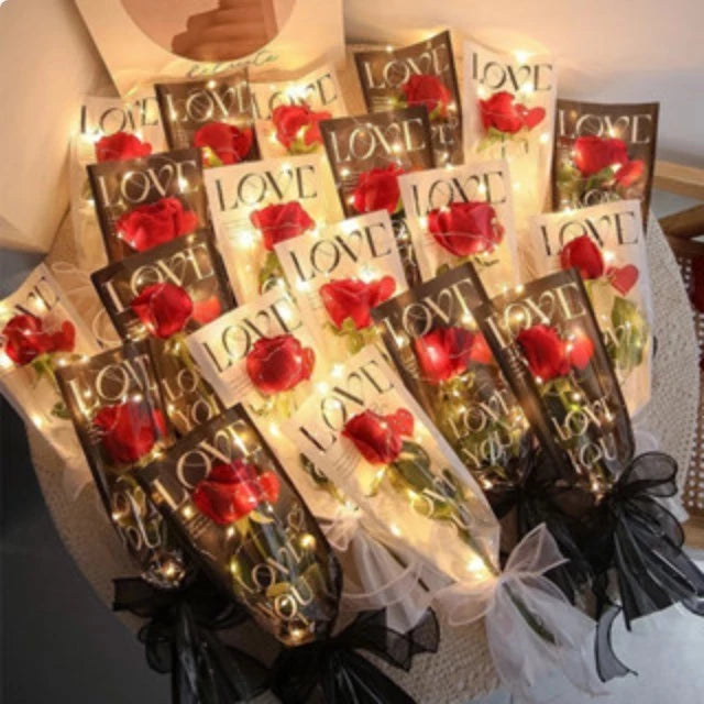 20pcs LOVE Single Rose Flower Packaging Bag Gift Wrapping Paper Valentine's Day,anniversar