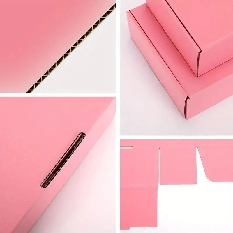 20pcs T1 Pink Corrugated Cardboard - Durable & Foldable Mailer Boxes with Secure Lid