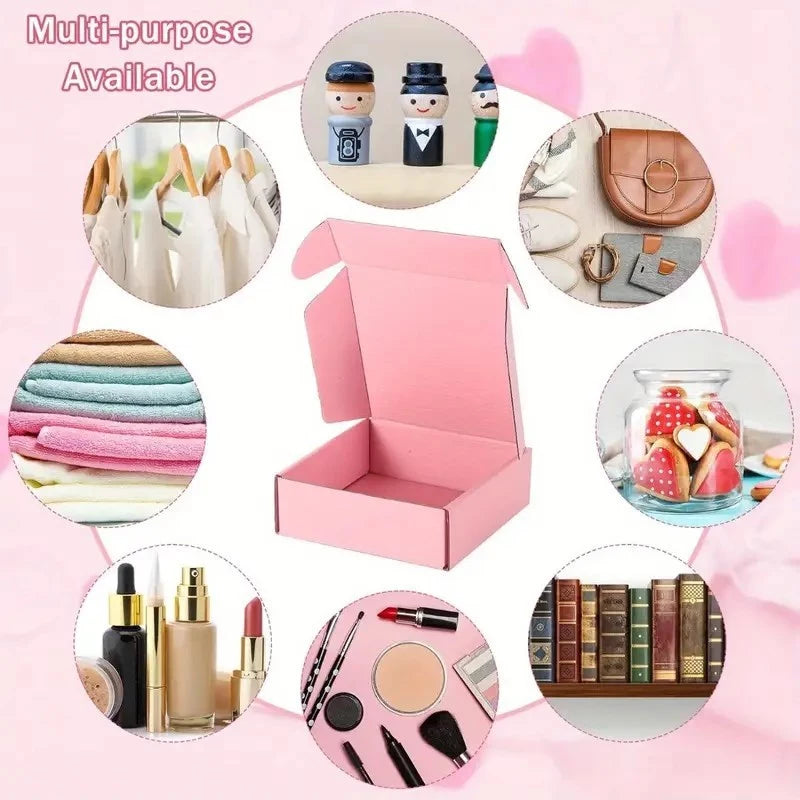 20pcs T1 Pink Corrugated Cardboard - Durable & Foldable Mailer Boxes with Secure Lid