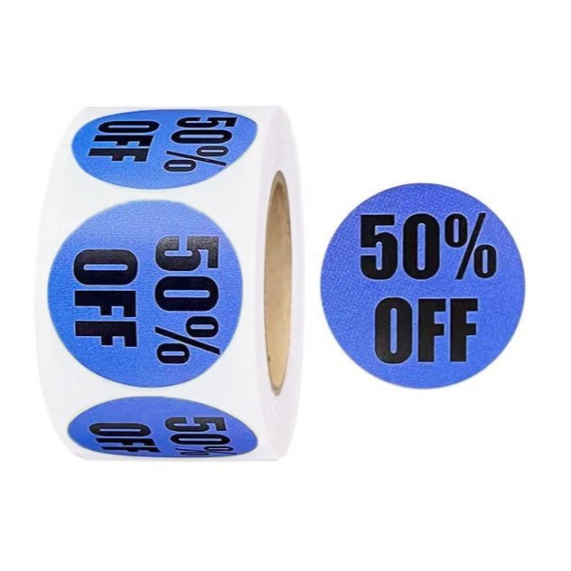1 Roll Percent Off Round Sticker 1 Inch 10% 20% 30% 40% 50% Marking Labels 500 Count/Roll