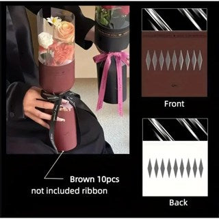 10pcs Round Flower Wrapping Paper in Clear Plastic Ideal for Valentine'S Day, Women'S Day, Anniv etc
