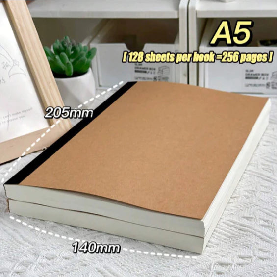 DIY A5/B5 128 Sheets notebook FREE 50pcs STICKER retro thick durable blank diary notepad