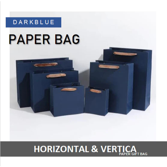 1 Pc (DARK BLUE) Gift Bag with Handles Craft Package Paper Gift Box Jewelry Birthday Packing Bags