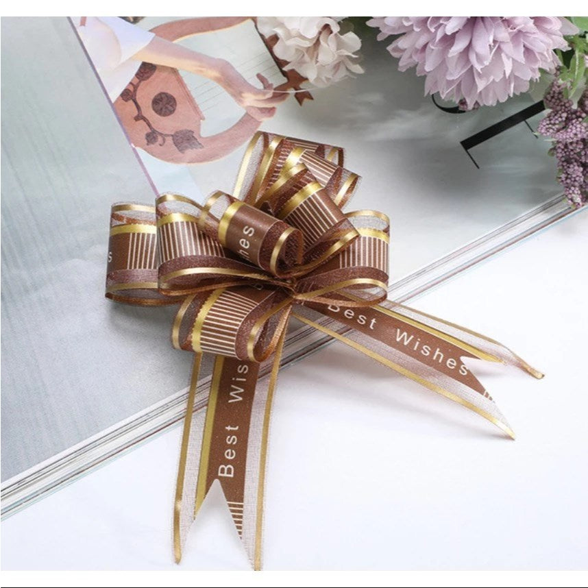 (10pcs) Hand-pulled "BEST WISHES" bows Ribbon gift & wrapping flower ribbon