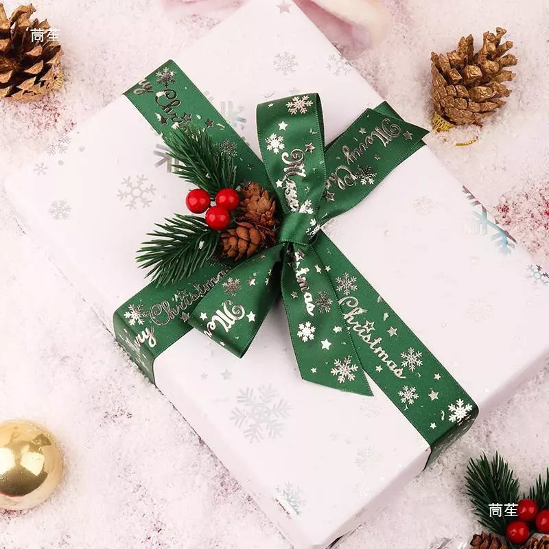 25yards 2.5cm decoration Christmas ribbon gift box gift packaging ribbon cake baking bow