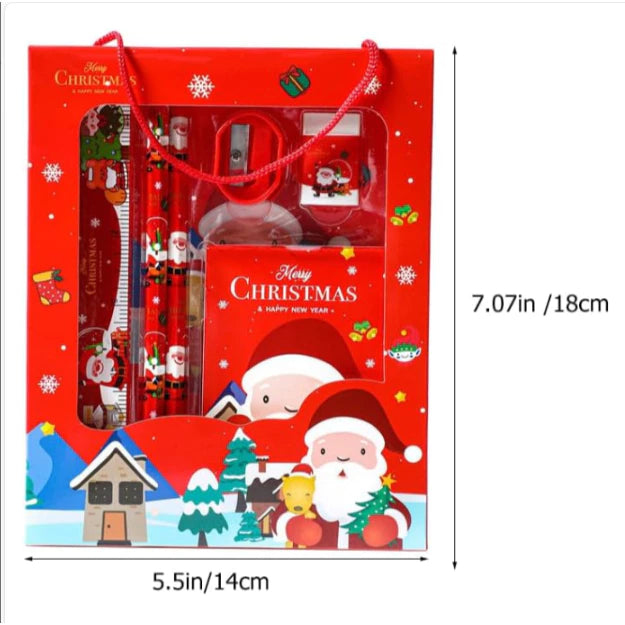 5pcs | 6in1 Christmas Stationery set pencil Sharpener Eraser Ruler Se