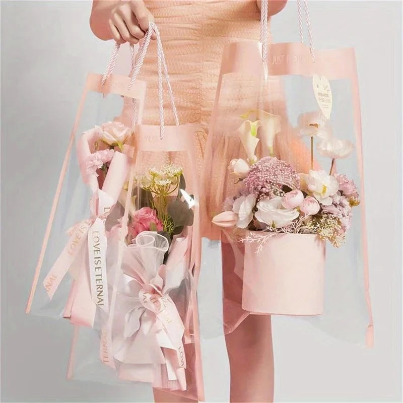 Clear Purse Handbag Bouquet - For Valentine's Gift Transparent Handbag Bouquet for Her