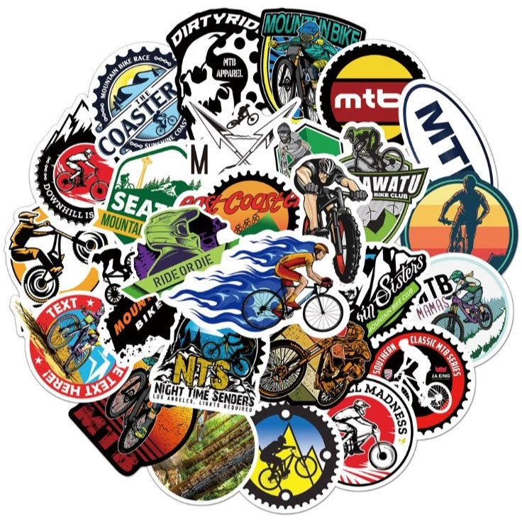 50pcs mountain bike stickers waterproof luggage notebook scooter water cup stickers