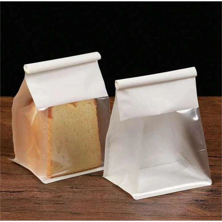 50pcs Toast Bread bag White/brown Bread Bag w/ window & self sealing Tie Pastry Bag
