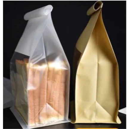 50pcs Toast Bread bag White/brown Bread Bag w/ window & self sealing Tie Pastry Bag