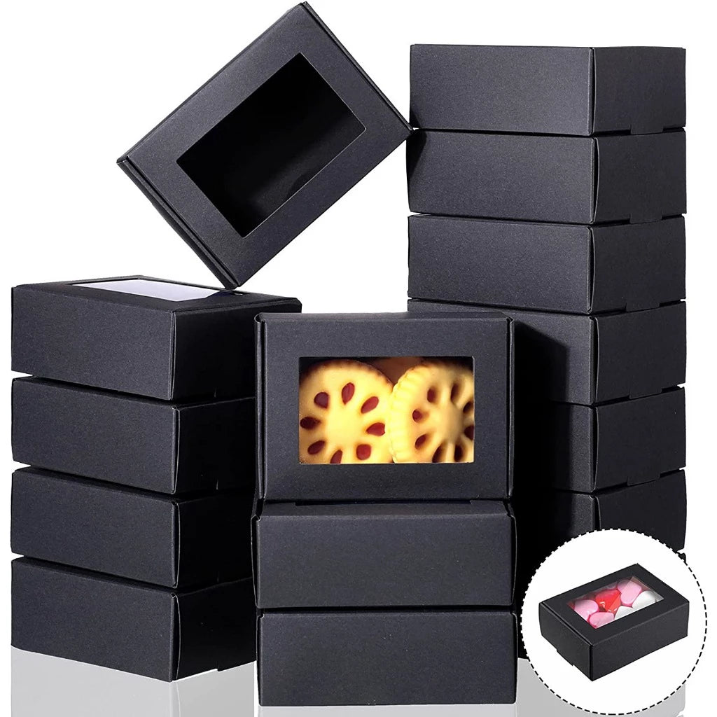 10pcs Mini Kraft Paper Box W/ Window jewelry box handmade soap paper box Packaging Boxes