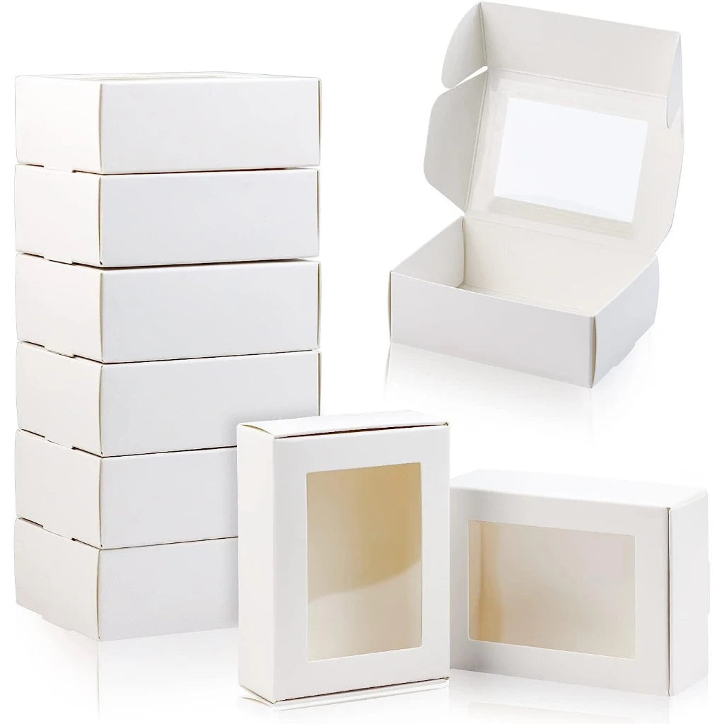 10pcs Mini Kraft Paper Box W/ Window jewelry box handmade soap paper box Packaging Boxes