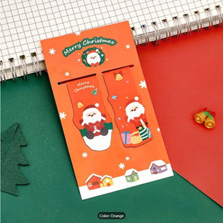 2pcs Christmas Magnetic Bookmark Student Christmas Magnetic Suction Book Page Clip