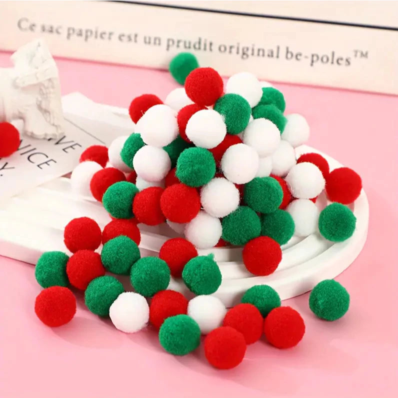 (100pcs/1pack) Mixed Gradient Color Pompom Fluffy Ball 1cm Coloful Polyester Plush Ball