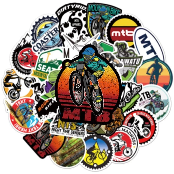 50pcs mountain bike stickers waterproof luggage notebook scooter water cup stickers