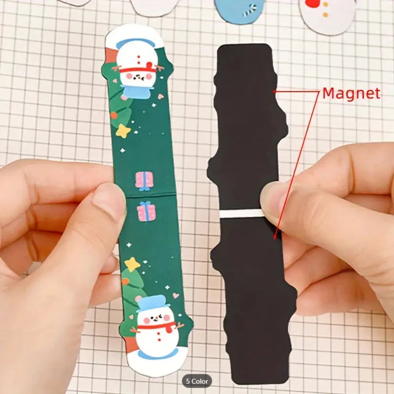 2pcs Christmas Magnetic Bookmark Student Christmas Magnetic Suction Book Page Clip