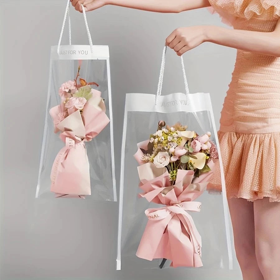 Clear Purse Handbag Bouquet - For Valentine's Gift Transparent Handbag Bouquet for Her