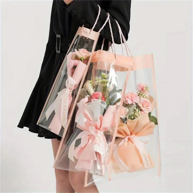 Clear Purse Handbag Bouquet - For Valentine's Gift Transparent Handbag Bouquet for Her