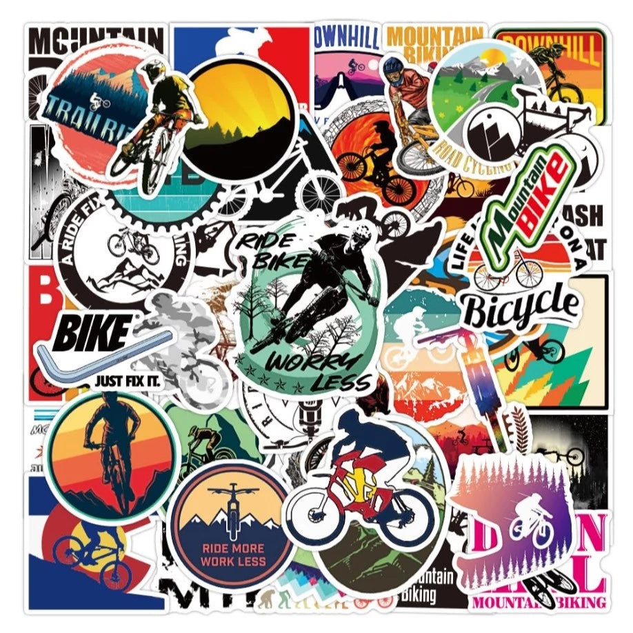 50pcs mountain bike stickers waterproof luggage notebook scooter water cup stickers