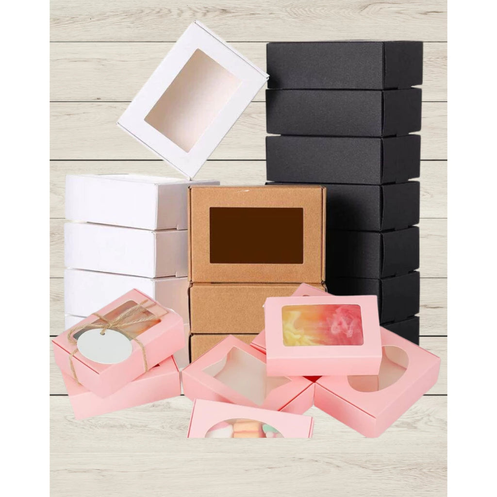10pcs Mini Kraft Paper Box W/ Window jewelry box handmade soap paper box Packaging Boxes