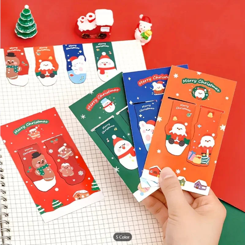 2pcs Christmas Magnetic Bookmark Student Christmas Magnetic Suction Book Page Clip
