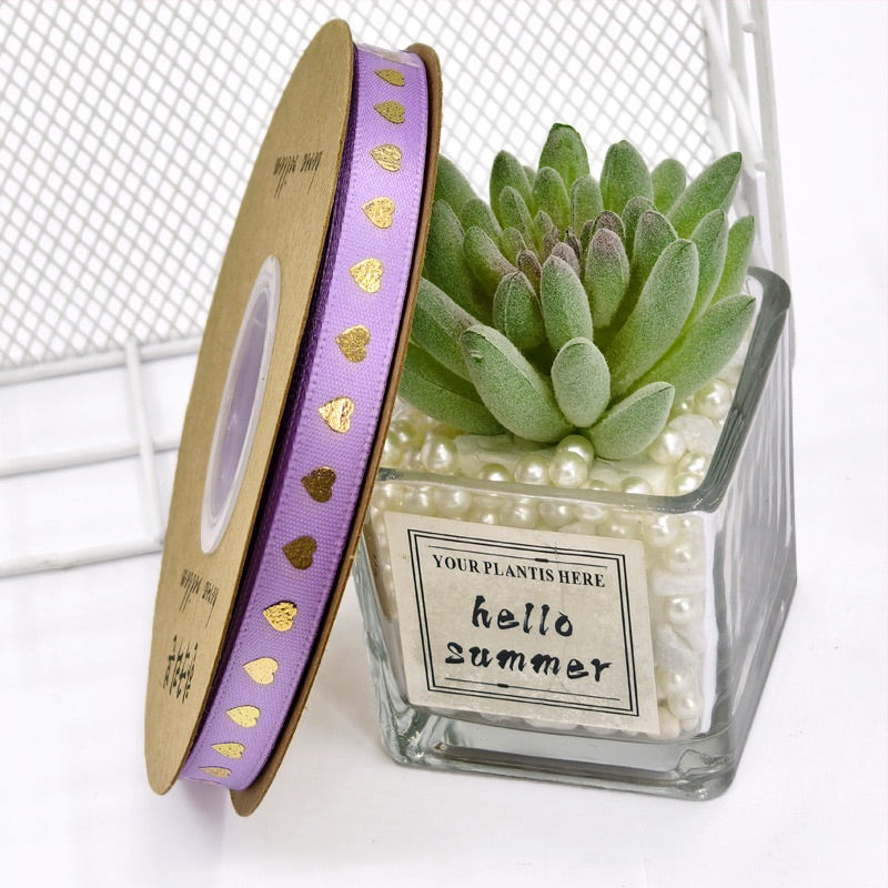 1cm/5yards | bronzing love ribbon flowers bouquet packaging ribbon gift box Ribbon