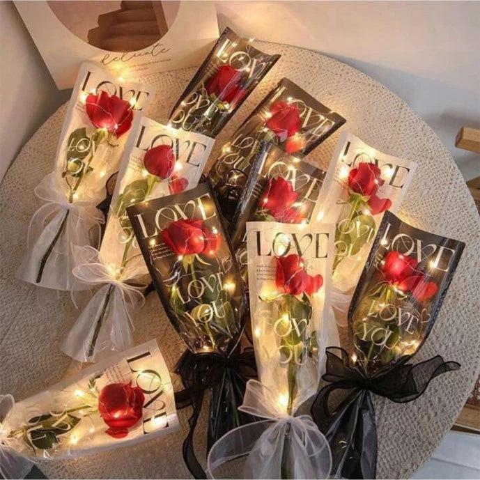 20pcs LOVE Single Rose Flower Packaging Bag Gift Wrapping Paper Valentine's Day,anniversar