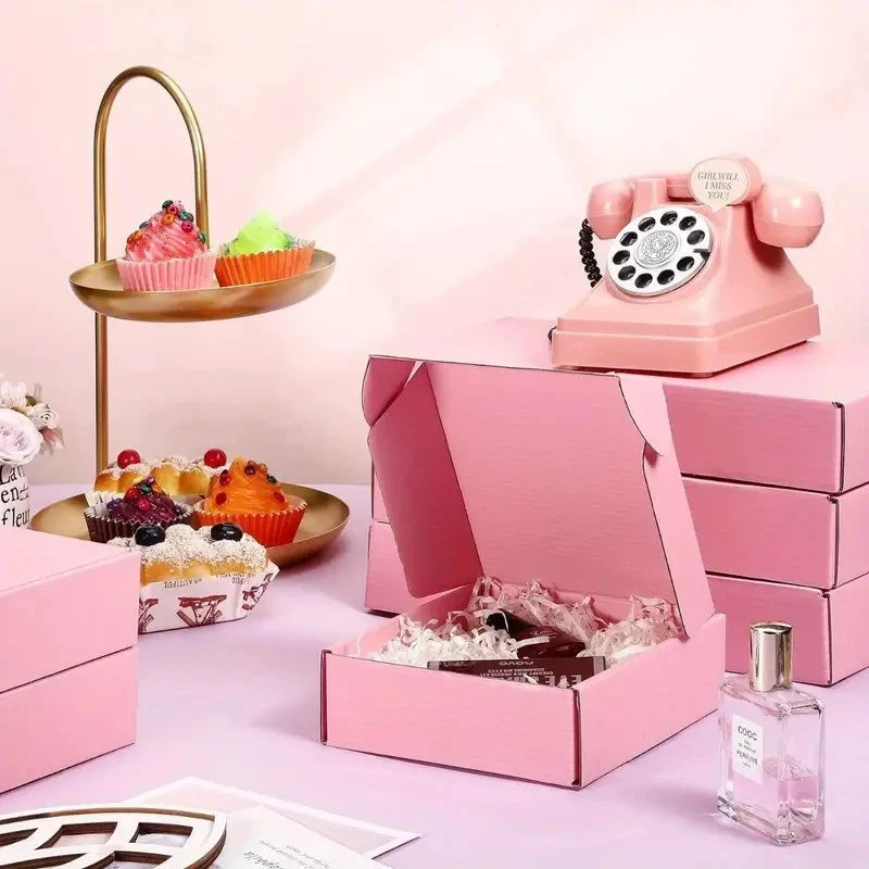 20pcs T1 Pink Corrugated Cardboard - Durable & Foldable Mailer Boxes with Secure Lid