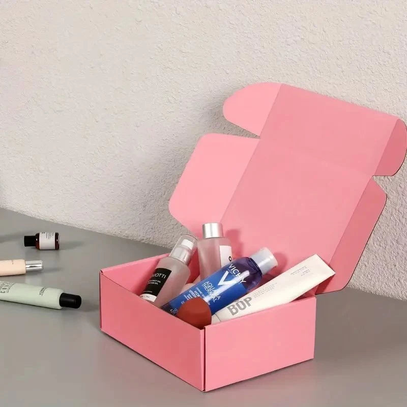 20pcs T1 Pink Corrugated Cardboard - Durable & Foldable Mailer Boxes with Secure Lid