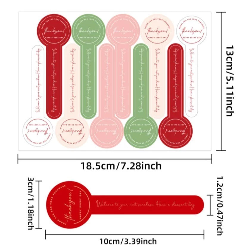 (10 Sheets/100 pcs) Hand Made Long Adhesive Cake Packaging Sealing Label Baking Kraft Sticker