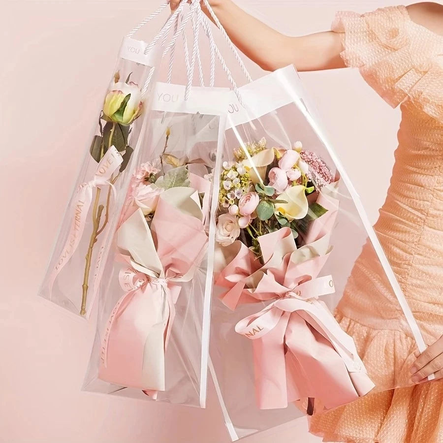 Clear Purse Handbag Bouquet - For Valentine's Gift Transparent Handbag Bouquet for Her