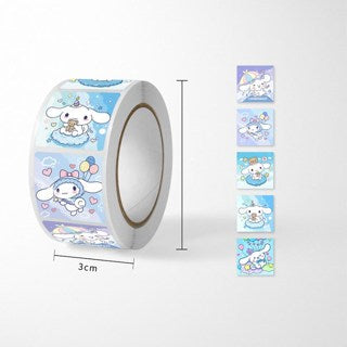 500pcs/roll Sanrio Sticker Cartoon Hello Kitty Kuromi Stickers Kawaii Melody Cute Laptop Decals Book