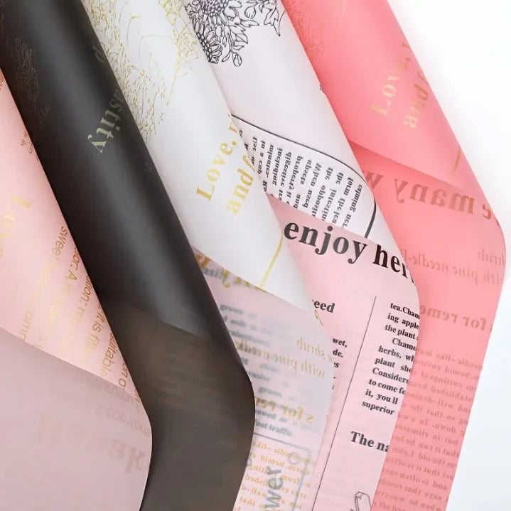20PCS Vintage Newspaper Style Flower Wrapping - Waterproof Vintage Bouquet Gift Wrapping
