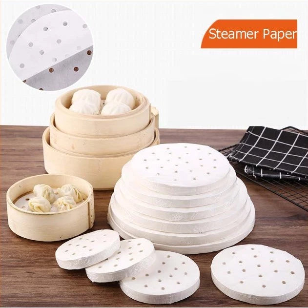 100pcs Disposable Steaming Paper Liners - Non-Stick Parchment Paper for Air Fryer, Steamer, Siopao
