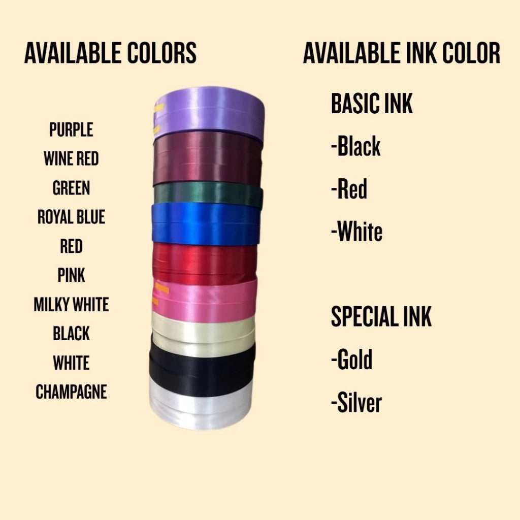 Personalized Foil-Stamped Premium Satin Ribbon for Weddings, Birthdays, Souvenirs, Special Occasions